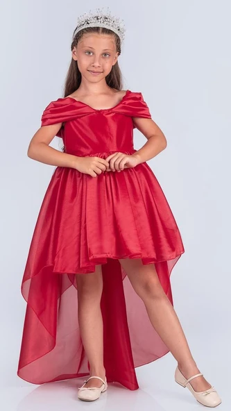 Kız Çocuk Düşük Omuz Detaylı Işıltılı Prenses Elbisesi M00760 ürün görseli 1