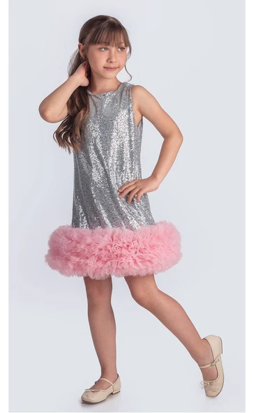 Pul Payet İfestos Taçlı Tütü Çocuk Özel Gün Abiye M00743 ürün görseli 1