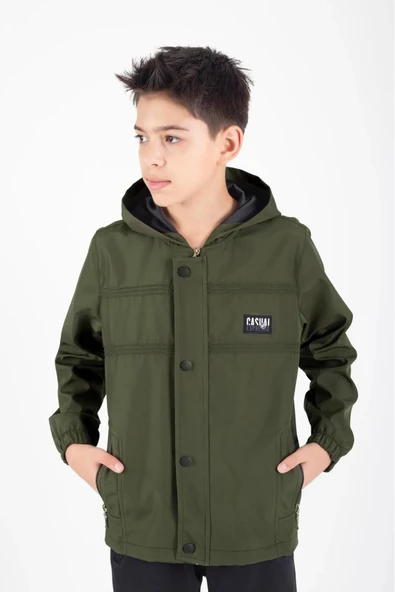 Erkek Çocuk Mevsimlik Su İtici Çıtçıt Kapamalı Cepli Yağmurluk M00753 - Resim 8