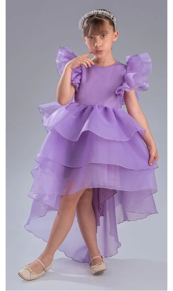 Kız Çocuk Kuyruklu , Taçlı Vragia Abiye Elbise M00745 - 5