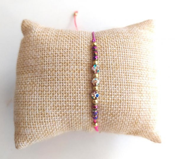 Sıralı Boncuk Ayarlanabilir İp Bileklik Kadın Genç Kız Çocuk Noel10029