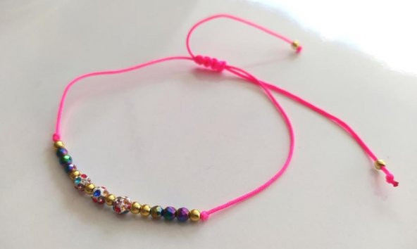 Sıralı Boncuk Ayarlanabilir İp Bileklik Kadın Genç Kız Çocuk Noel10029 - 2