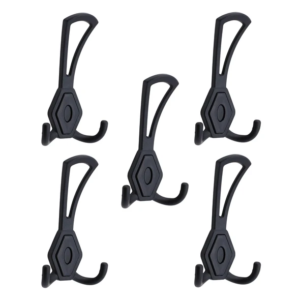 Mali 5’li Siyah Askı Takımı Metal Dolap Vestiyer Kapı Arkası Elbise Kıyafet Askılık Askısı ürün görseli