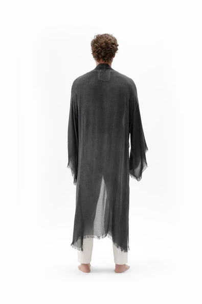 İkikız 3241-2KZ Bambu Gri Uzun Kimono GRİ - 11