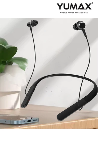 Yumax - Kablosuz Boyun Askılı Bluetooth Kulaklık U-1 - 100 Saat Şarj - Mikrofonlu Spor Müzik Headset
