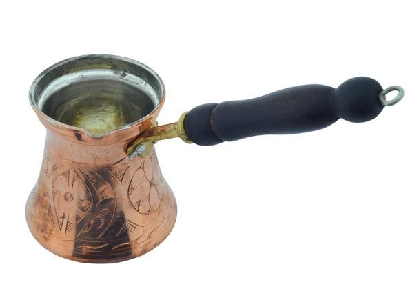 LUDIA Otantik İşlemeli Ahşap Saplı El Yapımı Eskitme Bakır Cezve m2 Kahve Cezvesi - 3