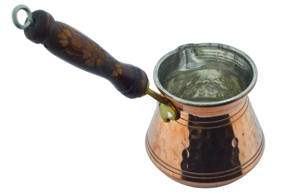 LUDIA Otantik İşlemeli Ahşap Saplı El Yapımı Eskitme Bakır Cezve m1 Kahve Cezvesi - 3