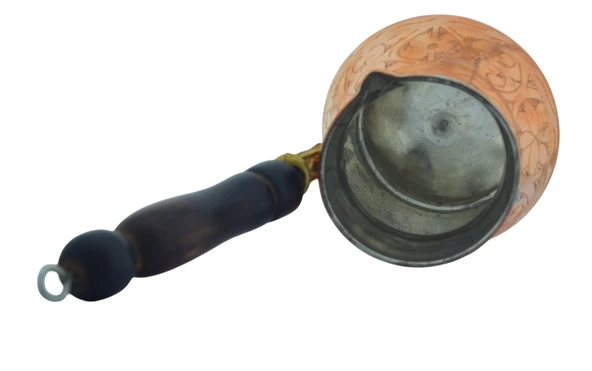 Otantik İşlemeli Ahşap Saplı El Yapımı Eskitme Bakır Cezve m3 Kahve Cezvesi - 2