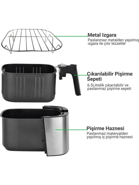 Wiami AirFryer 6.5L Retro Yağsız Fritöz - 3
