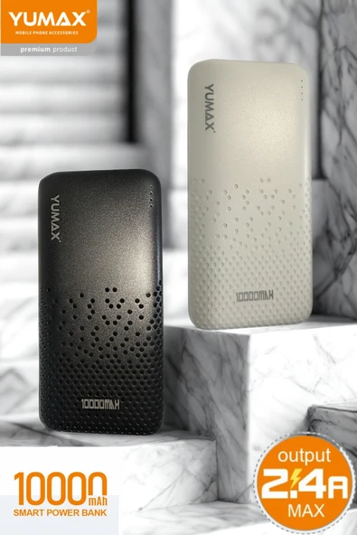 Yumax - 10000 mAh MX8 Powerbank - 2.4A Çift USB Çıkışlı - Hızlı Şarj Destekli - Taşınabilir Şarj Cihazı