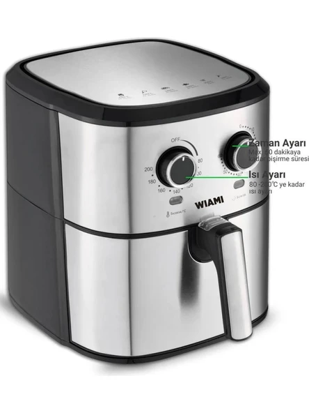 Wiami AirFryer 6.5L Retro Yağsız Fritöz - 1