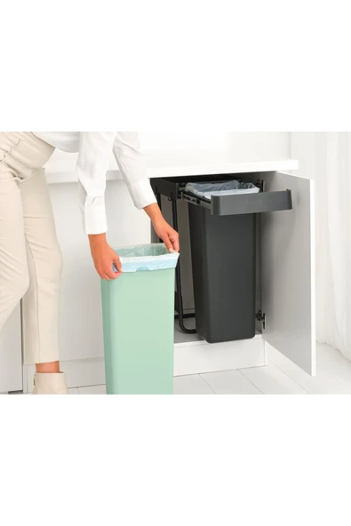Brabantia Sort&go Buılt–ın Dark Grey Çöp Kutusu 2x30lt - 5