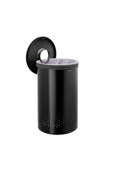 Brabantia Matt Black Plastik Kapaklı Çamaşır Sepeti 60lt ürün görseli 1