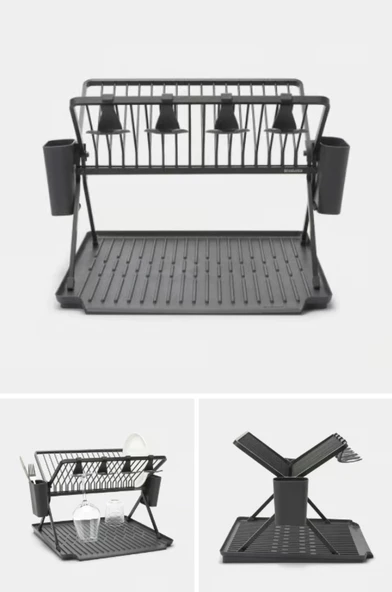 Brabantia Koyu Gri Katlanabilir Büyük Bulaşıklık - Resim 3