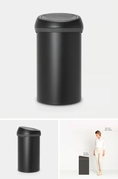 Brabantia Moonlight Black New Dokunmatik Çöp Kutusu 60lt ürün görseli