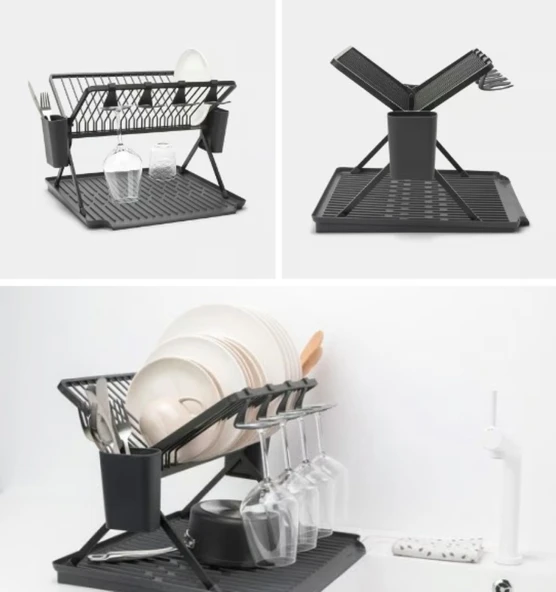 Brabantia Koyu Gri Katlanabilir Büyük Bulaşıklık - Resim 4