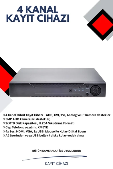 4 Kanal Xmeye Kayıt Cihazı H265+ 5.0 MP ürün görseli