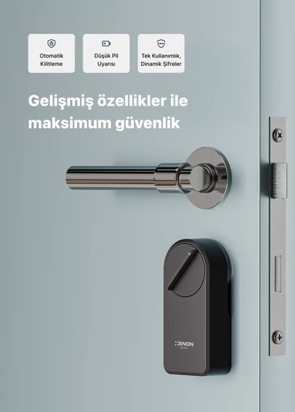Xenon Smart Akıllı Motorlu Kapı Kilidi Uzaktan Kilitleme ve Açma Mobil Kontrol Şifre Parmak İzi Smart Lock X8070 - 3