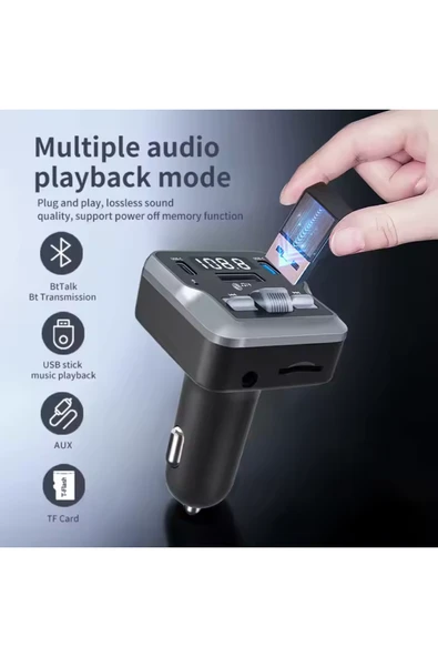 Yumax - Bluetooth FM Transmitter Araç Kiti C66 - 30W Hızlı Şarj, USB/SD/MP3, Tüm Araçlara Uyumlu - 2