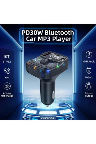 Yumax - Bluetooth Fm Transmitter Araç Kiti C-56 - 30w Hızlı Şarj, Oto Çakmaklık, Usb Type-c, Mp3 Çalar, Radyo - 4