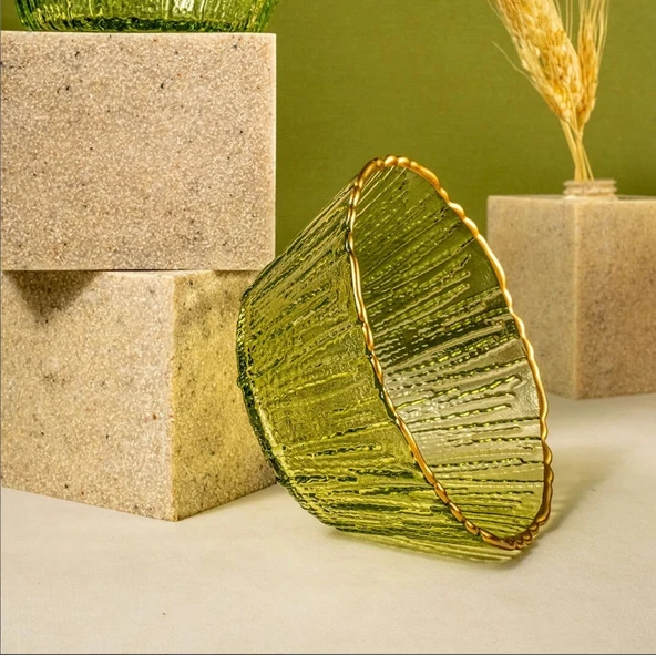 Fecra Fladen 7 Parça Kase Seti Yeşil Gold Fileli - 6