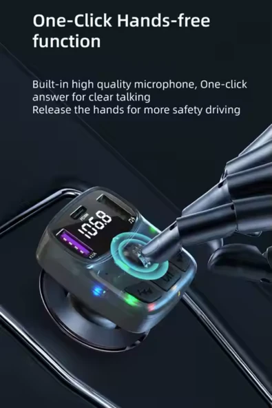 Yumax - Bluetooth Fm Transmitter Araç Kiti C-56 - 30w Hızlı Şarj, Oto Çakmaklık, Usb Type-c, Mp3 Çalar, Radyo - 3