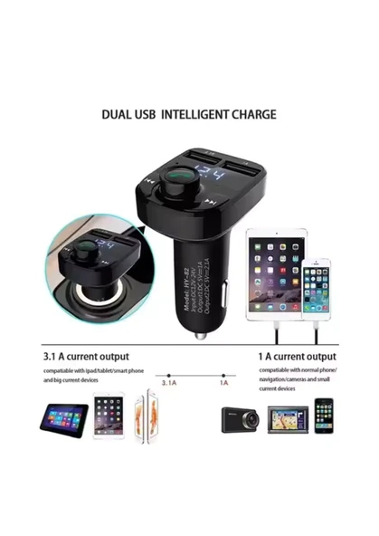 Yumax - Bluetooth Fm Transmitter Araç Kiti X8 - 15w Hızlı Şarj, Oto Çakmaklık, Usb Mp3 Çalar, Müzik Ve Radyo - 2