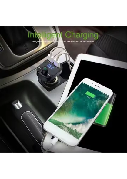 Yumax - Bluetooth Fm Transmitter Araç Kiti X8 - 15w Hızlı Şarj, Oto Çakmaklık, Usb Mp3 Çalar, Müzik Ve Radyo - 6