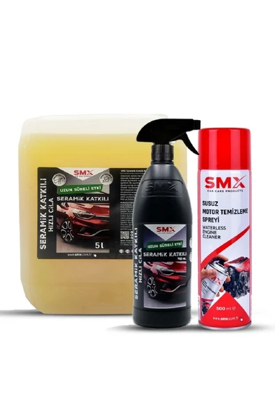 SMX Seramik Katkılı Hızlı Cila 5lt + 750ml + Susuz Motor Temizleme Spreyi ürün görseli 1