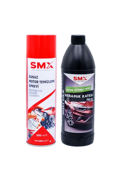 SMX Susuz Motor Temizleme Spreyi 500 Ml + Seramik Katkılı Hızlı ve Pratik Cila 750 Ml ürün görseli 1