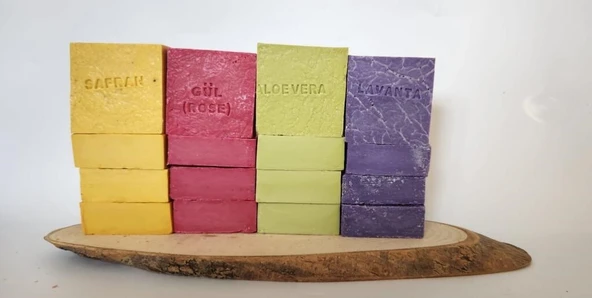 Doğal Üretim Sabunu Karışık (Safran-Gül-Lavanta-Aleovera)16'lı Set ürün görseli