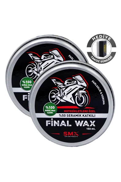 SMX Motosikletlere Özel Final Wax 150 ml 2 Adet + Hediye Takoz Cila Süngeri