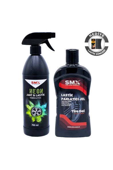 SMX Neon Jant & Lastik Temizleyici 750 Ml + Jel Lastik Parlatıcı 500 Ml + Sünger Hediye ürün görseli 1