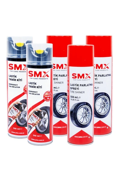SMX Lastik Parlatma Spreyi 3Adet + Lastik Tamir Kiti 2Adet ürün görseli 1