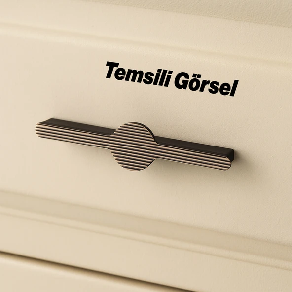 Saral Çizgili Antik Sarı Metal Kulp 160 mm 16 cm Mobilya Çekmece Mutfak Dolabı Dolap Kapak Kulpları - Resim 4