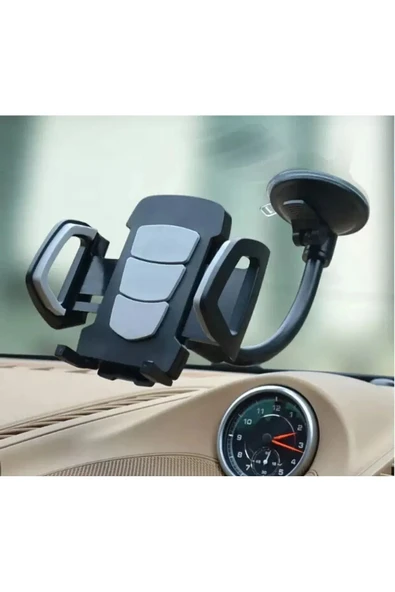 Yumax - Akrobat Oto Telefon Tutucu - Vantuzlu - Spiral Gövde - Oynar Başlık - Eller Serbest - 2