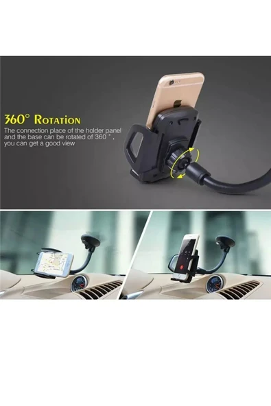 Yumax - Akrobat Oto Telefon Tutucu - Vantuzlu - Spiral Gövde - Oynar Başlık - Eller Serbest - 4