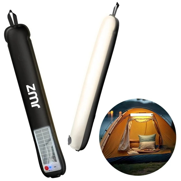 Ayt Zmr-385 Katlanır Şişirilebilir Beyaz Ledli Aydınlatma Tüpü Usb Ve Solar Güneş Enerjisi Şarjlı Armatür Kamp Lambası ürün görseli