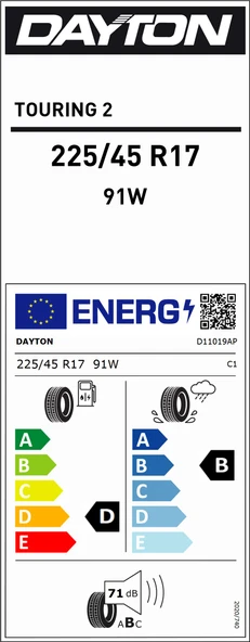 Dayton 225/45R17 91W Tourıng 2 D-B-71 Yaz Oto Lastiği (Üretim Yılı: 2025) - Resim 2