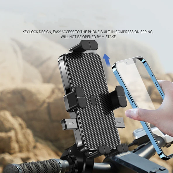 Motosiklet,Bisiklet,Scooter Telefon Tutucu Gidon Montajlıdır - 3