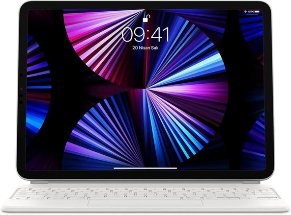 Apple Magic Keyboard: 11 inç iPad Pro ve iPad Air (4. ve 5. nesil) için iPad klavyesi ve kılıfı, harika yazma deneyimi, yerleşik trackpad, Türkçe F Klavye - Beyaz Outlet ürün görseli