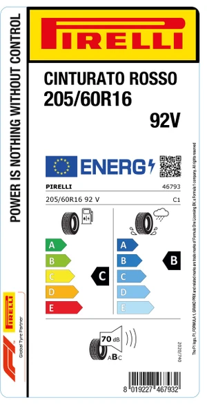 Pirelli 205/60R16 92V Cınturato Rosso C-B-70 Yaz Oto Lastiği (Üretim Yılı: 2025) - 2