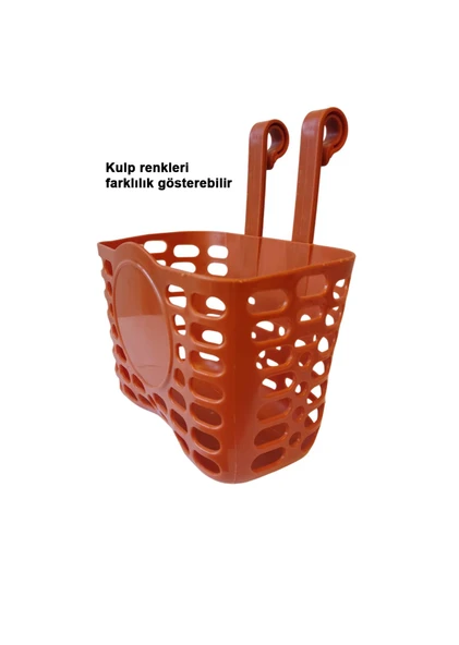 Xbyc 1689 Çocuk Bisikleti Ön Sepet Plastik 16-20 Jant Uyumlu Bisiklet Sepeti Kahverengi Renk - Resim 4