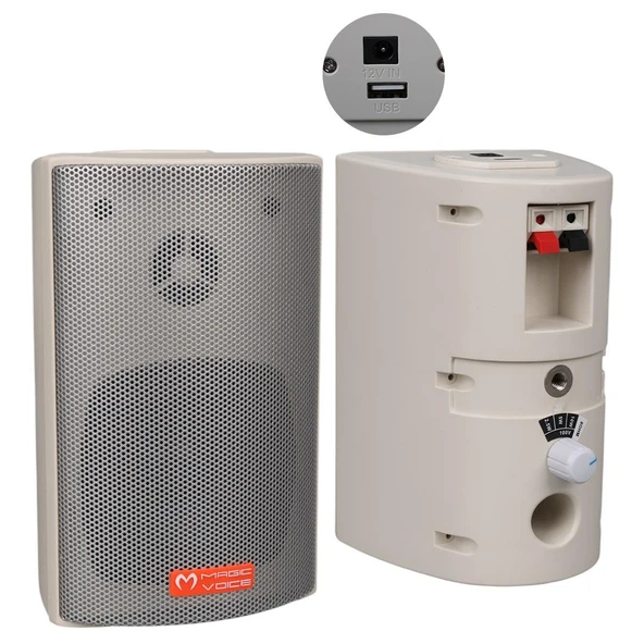 Magicvoice MV-16 7.5 CM 30 Watt Komütatörlü Hat Trafolu Beyaz Sütun Hoparlör 2'Li Okul Cami Konferans Salonu Hoparlörü - 2
