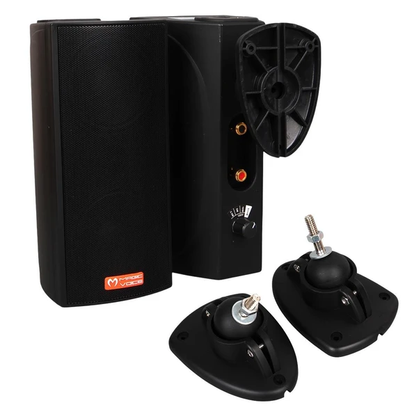 Magicvoice MV-19 2X7.5 CM 40 Watt Komütatörlü Hat Trafolu Siyah Sütun Hoparlör 2'Li Okul Cami Konferans Salonu Hoparlörü - 4