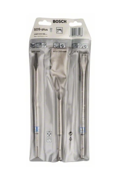 Bosch Sds-plus Sivri,yassı,fayans Keski Set 3'lü set - Resim 2