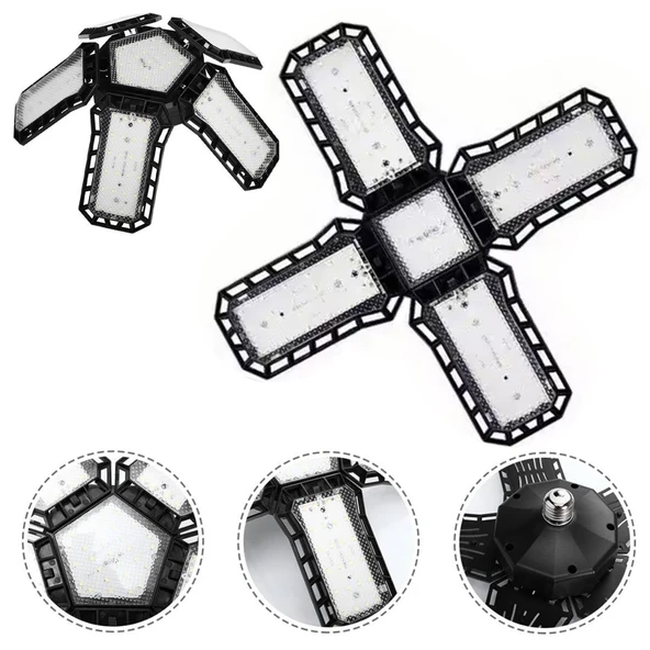 Ayt Ledx Ayarlanabilir Açılı 4 Kanatlı 108 Smd Ledli Galaxy Projektör Işığı 50W 5500 Lumen E27 Duy Ampul 32Cm Çap