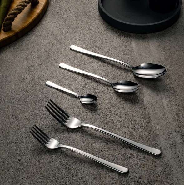 Fecra Royal 30 Parça Sade Çatal Kaşık Bıçak Takımı - 5