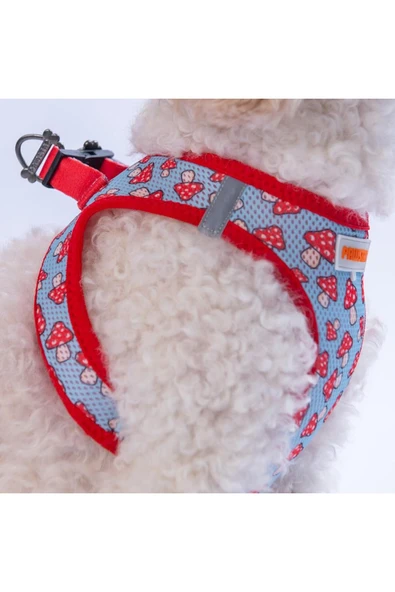 Pawstar Mushroom Air-mesh Göğüs Tasması Kedi Köpek Göğüs Tasması Mantar Desenli Köpek Tasması - 4