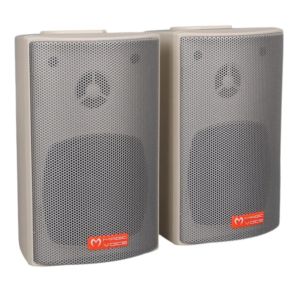 Magicvoice MV-16 7.5 CM 30 Watt Komütatörlü Hat Trafolu Beyaz Sütun Hoparlör 2'Li Okul Cami Konferans Salonu Hoparlörü - 3